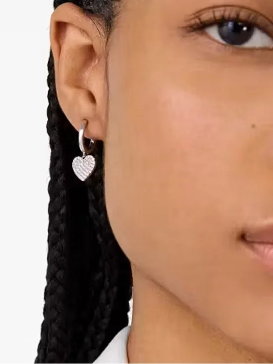 Yours Truly Pave Heart Drop Earrings - Picture 1 of 3